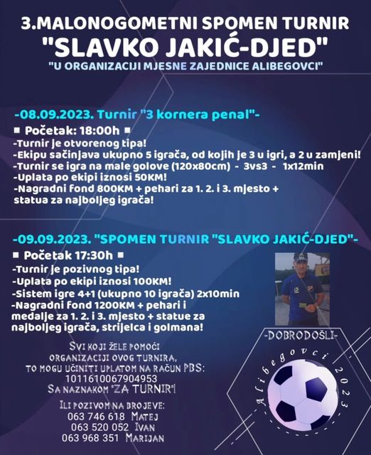 Najava Trećeg Spomen Turnira “Slavko Jakić-Djed” u Alibegovcima 2023.